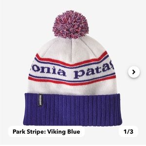 Patagonia Powder Town Beanie Pom Pom- Viking Blue - NWOT